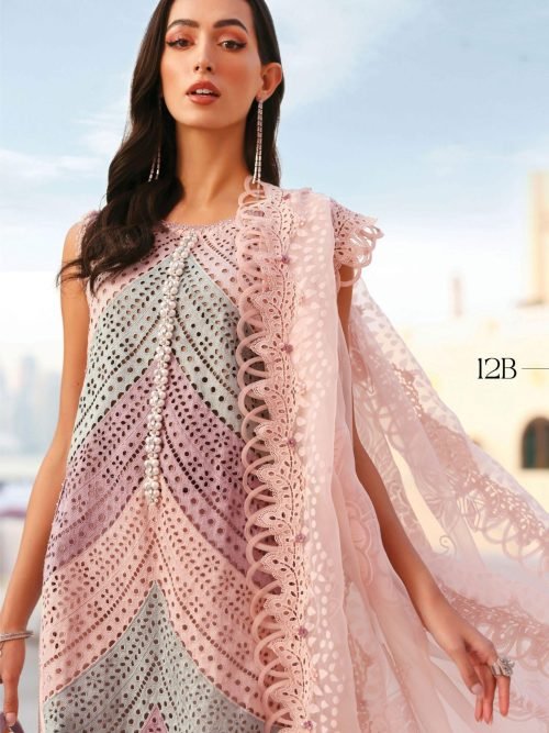 Maria.B Luxury Lawn - Powder Blue Embroidered Suit