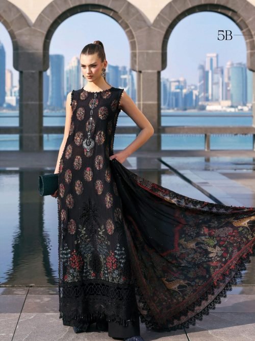 Maria.B Luxury Lawn - Ivory Gold Festive Embroidered Suit