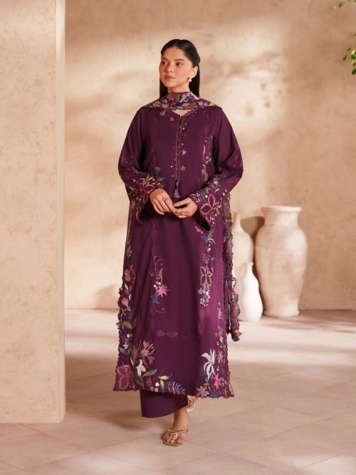 Iznik Luxury Lawn - Purple Embroidered Suit